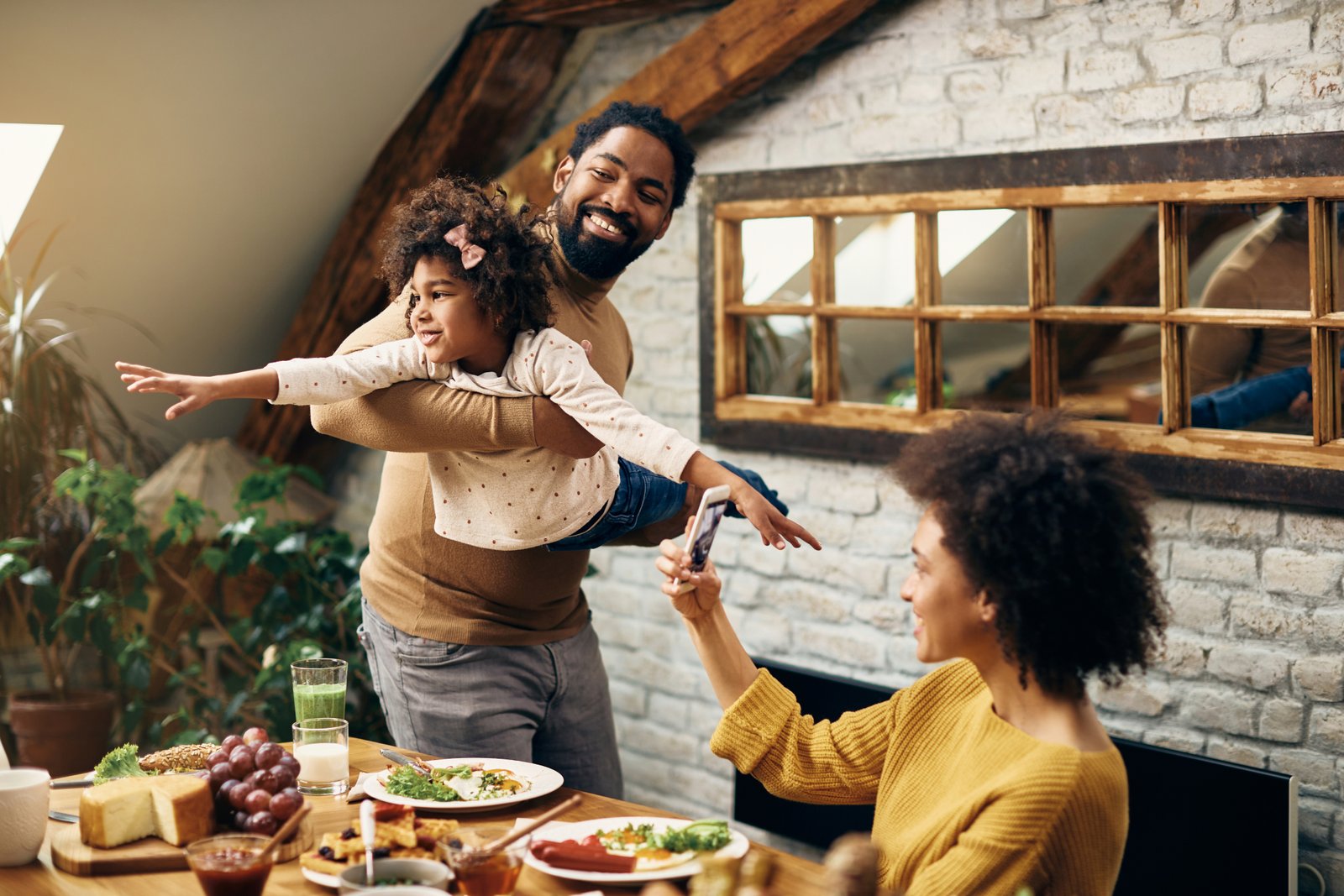 Family spending time together around a meal