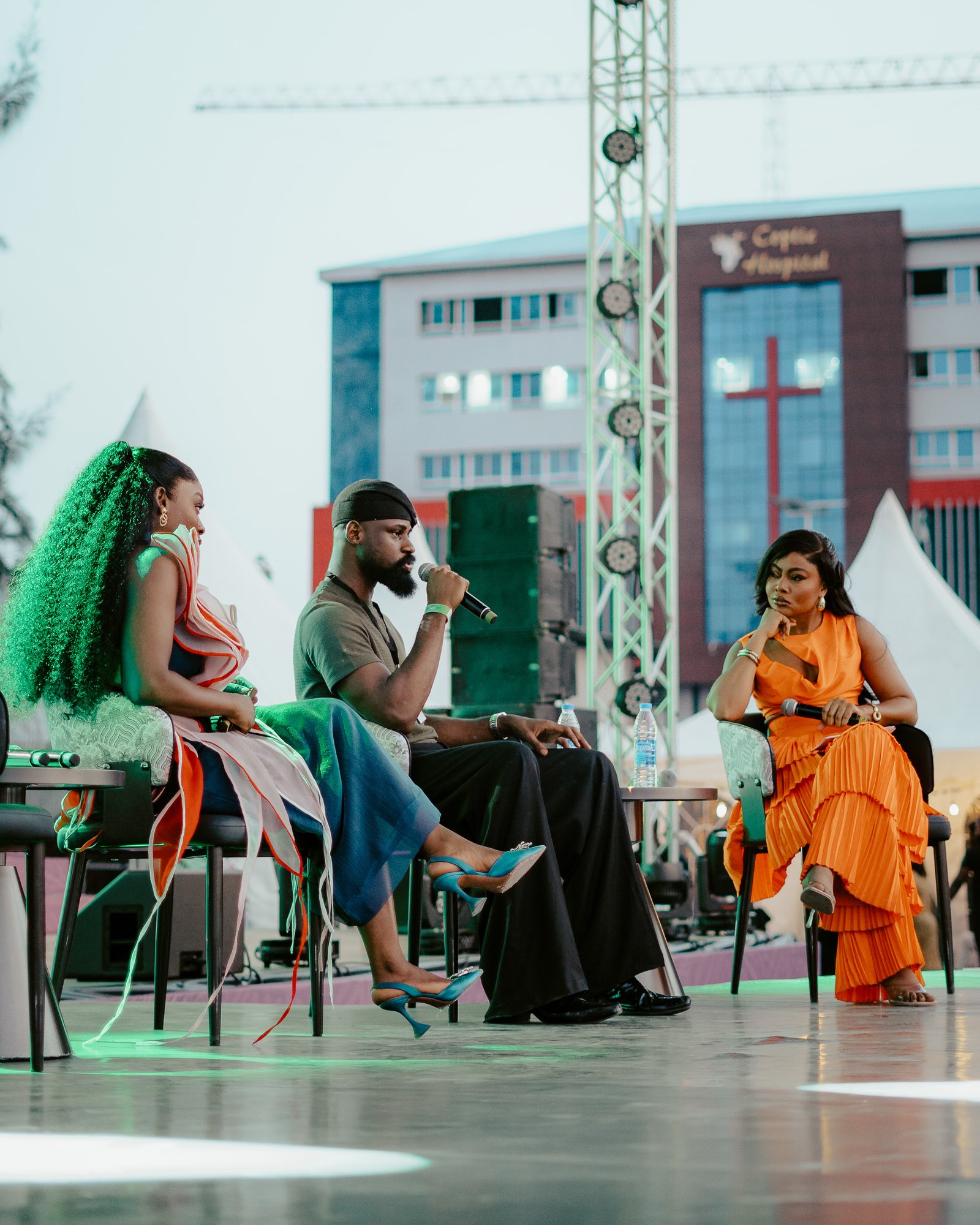 Guests relaxing and talking at Motherland Festival